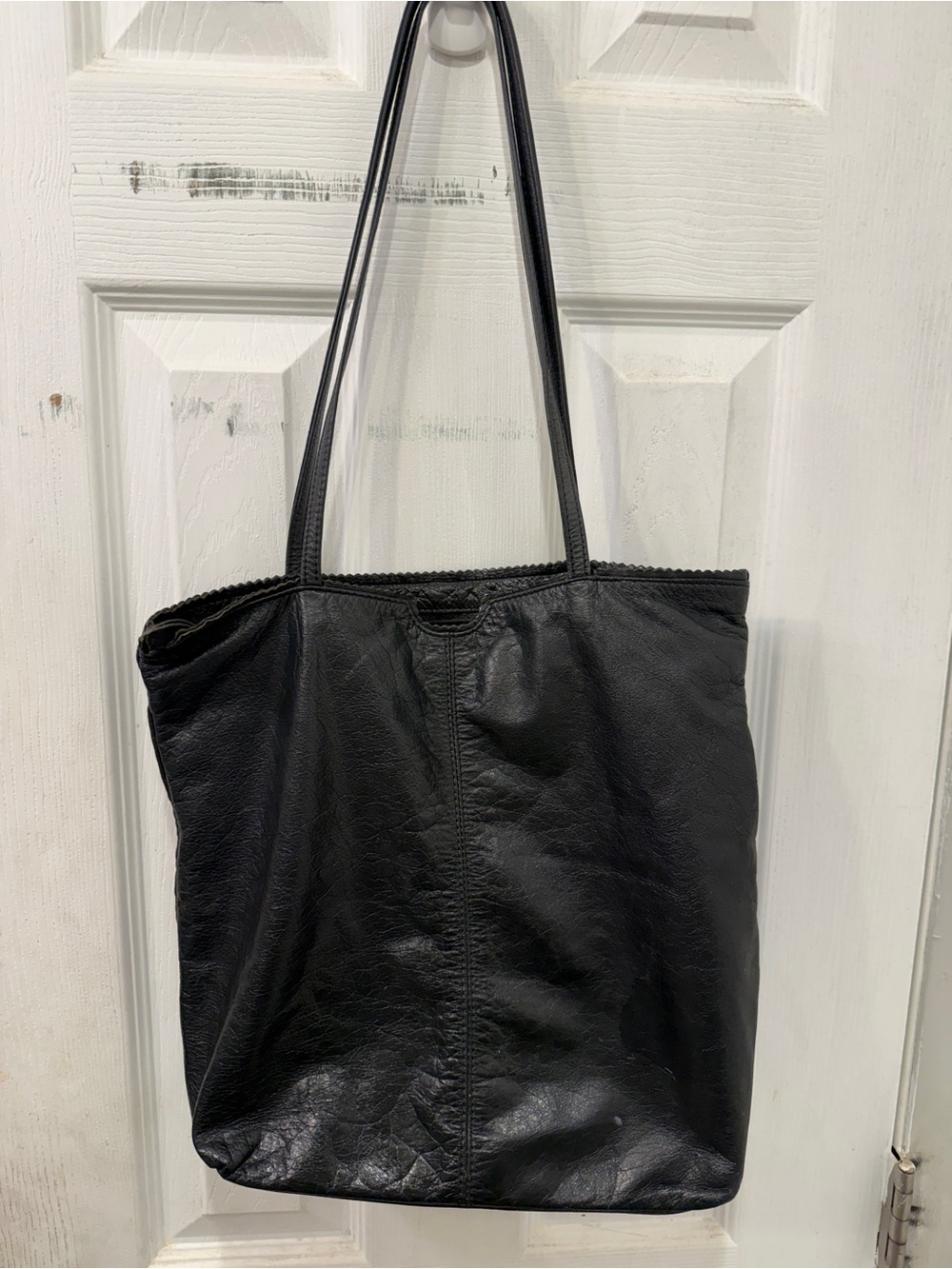 Latico Leather Black Tote with Long Shoulder Straps